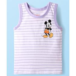 Babyhug Disney 100% Cotton Sleeveless Vests With Mickey Mouse Graphics Pack Of 3 - Lilac Light Green & Orange