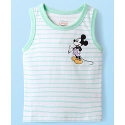 Babyhug Disney 100% Cotton Sleeveless Vests With Mickey Mouse Graphics Pack Of 3 - Lilac Light Green & Orange