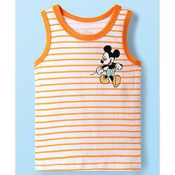 Babyhug Disney 100% Cotton Sleeveless Vests With Mickey Mouse Graphics Pack Of 3 - Lilac Light Green & Orange