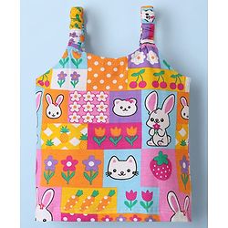 Babyhug Single Jersey Knit Singlet Top & Shorts Set with Bunny Print - White Purple & Pink