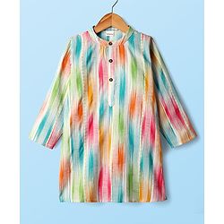 Babyhug Cotton Woven Full Sleeves Abstract Printed Kurta With Dhoti Set - Multicolour