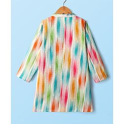Babyhug Cotton Woven Full Sleeves Abstract Printed Kurta With Dhoti Set - Multicolour