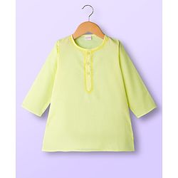Babyhug Cotton Full Sleeves Solid Color Kurta Dhoti Set - Limegreen
