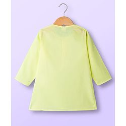 Babyhug Cotton Full Sleeves Solid Color Kurta Dhoti Set - Limegreen