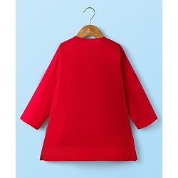 Babyhug Cotton Woven Full Sleeves Solid Color Kurta Dhoti Set - Red