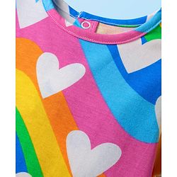 Babyhug Single Jersey Knit Half Sleeves Top & Shorts Set with Heart & Rainbow Print - White & Blue