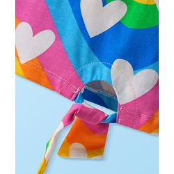 Babyhug Single Jersey Knit Half Sleeves Top & Shorts Set with Heart & Rainbow Print - White & Blue