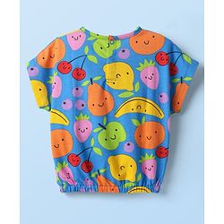 Babyhug Single Jersey Knit Half Sleeves Top & Shorts Set with Tropical Print - White & Blue