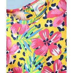Babyhug Single Jersey Knit Half Sleeves Top & Shorts With Floral Print - Pink & White