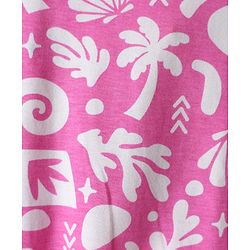 Babyhug Single Jersey Knit Half Sleeves Co-ords Top & Culottes Set With Tropical Theme Print - Pink