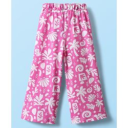 Babyhug Single Jersey Knit Half Sleeves Co-ords Top & Culottes Set With Tropical Theme Print - Pink