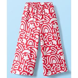 Babyhug Single Jersey Knit Half Sleeves Co-ords Top & Culottes Set With Abstract Print - Red