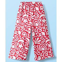 Babyhug Single Jersey Knit Half Sleeves Co-ords Top & Culottes Set With Abstract Print - Red