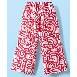 Babyhug Single Jersey Knit Half Sleeves Co-ords Top & Culottes Set With Abstract Print - Red