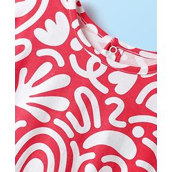 Babyhug Single Jersey Knit Half Sleeves Co-ords Top & Culottes Set With Abstract Print - Red