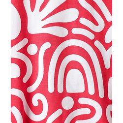 Babyhug Single Jersey Knit Half Sleeves Co-ords Top & Culottes Set With Abstract Print - Red