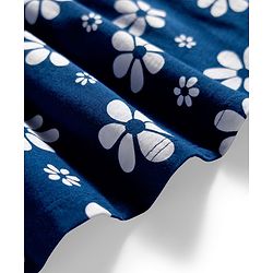 Babyhug Single Jersey Knit Frill Sleeves Frock with Floral Print - Blue