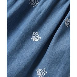 Babyhug Cotton Woven Sleeveless Frock With Floral Embroidery - Blue