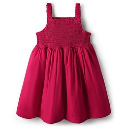 Babyhug 100% Cotton Full Sleeves Solid Coloured Frock With Blazer Style Jacket - Dark Pink