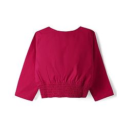 Babyhug 100% Cotton Full Sleeves Solid Coloured Frock With Blazer Style Jacket - Dark Pink