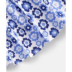 Babyhug Cotton Knit Frill Sleeves Frock With Floral Print - Blue