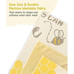Babyhug Premium Cotton Knitted Blanket Sweet HoneyBee Print   - Yellow