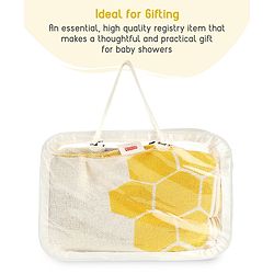 Babyhug Premium Cotton Knitted Blanket Sweet HoneyBee Print   - Yellow
