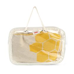 Babyhug Premium Cotton Knitted Blanket Sweet HoneyBee Print   - Yellow