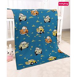 Babyhug Premium Cotton Knitted Blanket Sweet HoneyBee Print   - Yellow