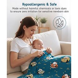 Babyhug Premium Cotton Knitted Blanket Sweet HoneyBee Print   - Yellow