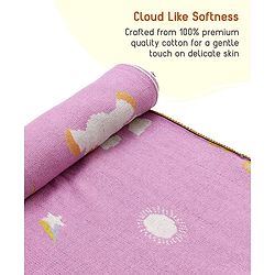 Babyhug Premium Cotton Knitted Blanket Sweet HoneyBee Print   - Yellow