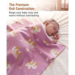 Babyhug Premium Cotton Knitted Blanket Sweet HoneyBee Print   - Yellow