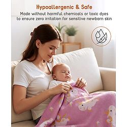 Babyhug Premium Cotton Knitted Blanket Sweet HoneyBee Print   - Yellow
