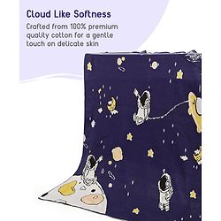 Babyhug Premium Cotton Knitted Blanket Sweet HoneyBee Print   - Yellow