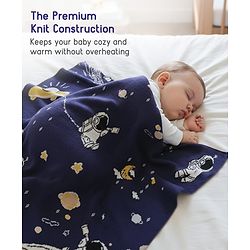 Babyhug Premium Cotton Knitted Blanket Sweet HoneyBee Print   - Yellow