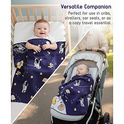 Babyhug Premium Cotton Knitted Blanket Sweet HoneyBee Print   - Yellow