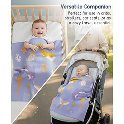 Babyhug Premium Cotton Knitted Blanket Sweet HoneyBee Print   - Yellow