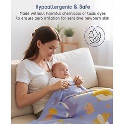 Babyhug Premium Cotton Knitted Blanket Sweet HoneyBee Print   - Yellow