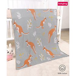 Babyhug Premium Cotton Knitted Blanket Sweet HoneyBee Print   - Yellow