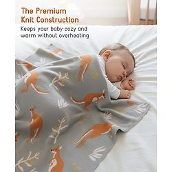 Babyhug Premium Cotton Knitted Blanket Sweet HoneyBee Print   - Yellow
