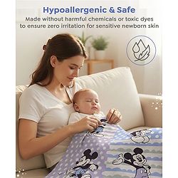 Babyhug Premium Cotton Knitted Blanket Sweet HoneyBee Print   - Yellow