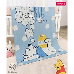 Babyhug Premium Cotton Knitted Blanket Sweet HoneyBee Print   - Yellow