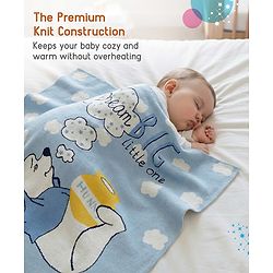 Babyhug Premium Cotton Knitted Blanket Sweet HoneyBee Print   - Yellow