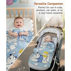 Babyhug Premium Cotton Knitted Blanket Sweet HoneyBee Print   - Yellow