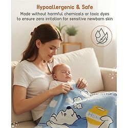 Babyhug Premium Cotton Knitted Blanket Sweet HoneyBee Print   - Yellow