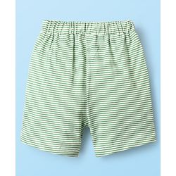 Babyhug Single Jersey Knit Half Sleeves T-Shirt & Short Set With Text Print & Ear Applique - Light Green