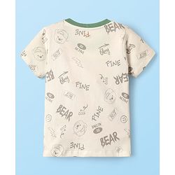 Babyhug Single Jersey Knit Half Sleeves T-Shirt & Short Set With Text Print & Ear Applique - Light Green
