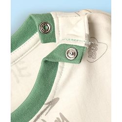 Babyhug Single Jersey Knit Half Sleeves T-Shirt & Short Set With Text Print & Ear Applique - Light Green