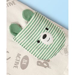 Babyhug Single Jersey Knit Half Sleeves T-Shirt & Short Set With Text Print & Ear Applique - Light Green