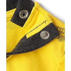 Babyhug Single Jersey Knit Half Sleeves T-Shirt & Shorts Set With Vehicle Print - Yellow & Black